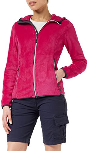 CMP - Giacca in pile Highloft da donna con cappuccio fisso, Fucsia, 42