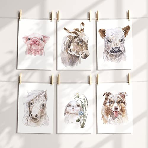 Schokoladenseite 6er Set Poster Kinderplakate Tierkinder | 6 Stück A4 Bilder Ohne Rahmen für Baby bis Teenager Deko | Zeitlose Wandbilder für Jungen und Mädchen mit tollen Tiermotiven (Bauernhof, A4)