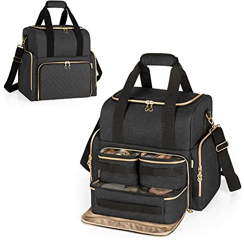 Luxja Kulturbeutel zum Tragen, Kulturtasche für Damen & Männer, Kosmetiktasche für Make up, Make Up Tasche Organizer, Kosmetikkofffer für Mädchen und Frauen, Schwarz