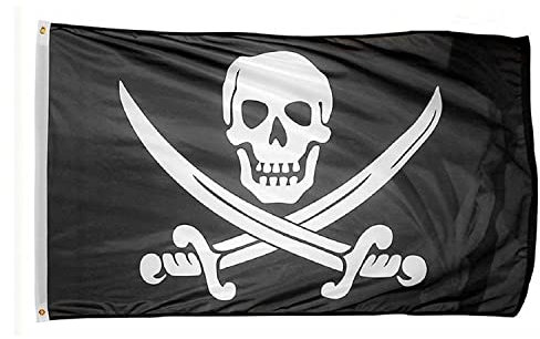 HOHAJIU Piratenflagge Jack Rackham Flagge, Polyester, mit 2 Messingösen, für Innen- und Außendekoration, 90 x 150 cm