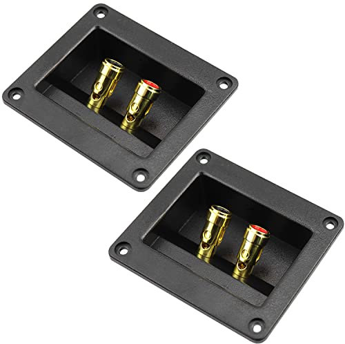 WJMY Lautsprecher Terminal 2 Polig Lautsprecher Box Terminal Einband Post Quadrat Spring Cup Anschlüsse Subwoofer Stecker 2 Stück