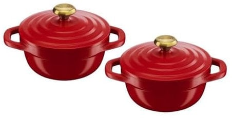 Tefal Air 2-Piece Set, Mini Stewots 11 cm, 0.45 L, Lightweight Cast Aluminum Cookware, Easy to Clean, Safe Ceramic Coating, Condensation Lid, Robust, Oven-Safe, E254S204