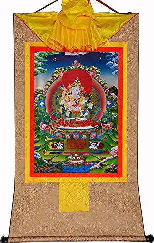 Buddha-Wandteppich mit Schriftrolle, Leinwand-Wandkunst Buddha, Vajrasatva in Yab Yum, tibetische Buddha-Statue, Malerei, Buddha-Wandteppich mit Schriftrolle (Color : Red, Size : XL(120cm*82cm)) ( Col