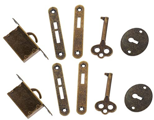 Rorpoir 2 Sets Wooden Box Hardware Accessories - Small Locks, Antique Keys, Vintage Lock Jewelry Boxes - Office Desk Decorations