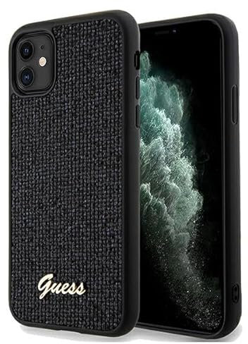 Guess GUHCN61PMSDGSK Case for iPhone 11 / Xr 6.1 Inch Black Hard Case Disco Metal Script