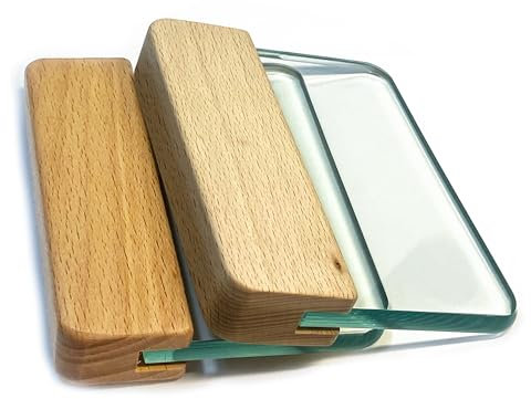 CREASKING Glas Slicker zum Polieren von Leder mit Buche Griff, Glaspolierer Profi Block Glättwerkzeug 2er Set