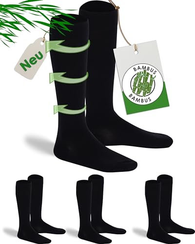 gigando 3 Paar Stützstrümpfe Bambus, kühlende Kompressions Kniestrümpfe gegen Schweiß | 3 Paar | schwarz | 39-42
