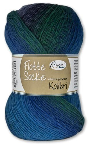 Frida's Wollhaus Rellana 100 g Flotte Socke Kolibri 4-fädig Sockenwolle 14 Farben (6208 | blau | petrol)