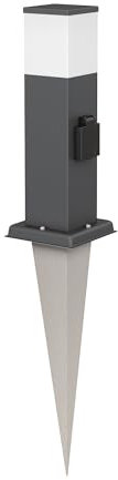 ledscom.de Paletto luminoso POLLY con picchetto a terra per esterni, 35cm, antracite, presa G9, presa di corrente