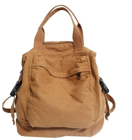 TUPIRIYN Mochila de lona para mujer, de gran tamaño, con asa superior, a la moda, mochila de viaje, antirrobo, Marrón, L, Casual