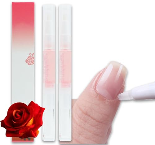 Cuticle Oil Pen for Nail Care, 2PCS Cuticle Oil for Nails, Moisture and Soften Dry Cuticles, Nail Oil Pen for Preventing Cracking and Drying of Nails, Manicure Pedicure for Woman (Rose)