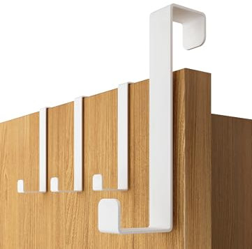 4smile Türhaken zum Einhängen, 4er Set - Weiße Kleiderhaken für Tür oder Schrank, vielseitige Haken zum Einhängen - Türgarderobe mit hoher Tragkraft, stabile Türhakenleiste