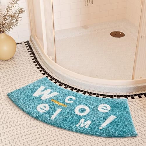LHTCCSHL Duschvorleger Eckdusche, Duschvorleger Halbrund rutschfeste, Waschbar Duschvorleger Runddusche Hochflor Aus Mikrofaser (Color : F, Size : 40x75cm)