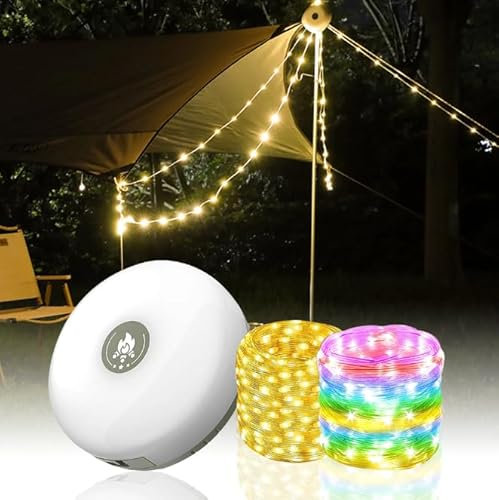 BFXMV Camping Lichterkette Aufrollbar, Alpenwolken Lichterkette, Wasserdichte Tragbare Verstaubare Lichterkette für Den Außenbereich, LED Lichterkette 10m Zum Aufladen des Telefons, für Camping