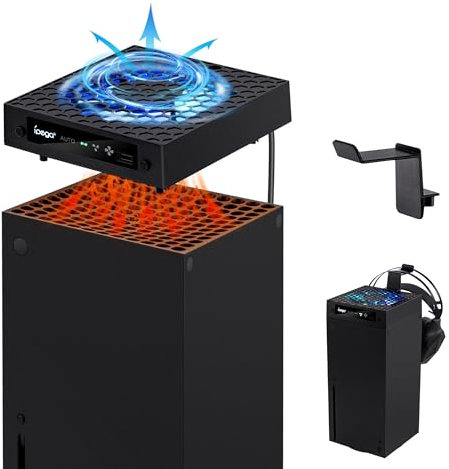 Mcbazel Ventilador de refrigeración para Xbox Series X, 3 Niveles PWM RGB, con Soporte para Auriculares para Xbox Series X, Color Negro