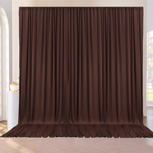 3x3 m Braun Vorhang für Kulissen und Party-Hintergrund - Polyester Hochzeit Hintergrund für Geburtstag, Baby Dusche, Taufe, Brautdusche