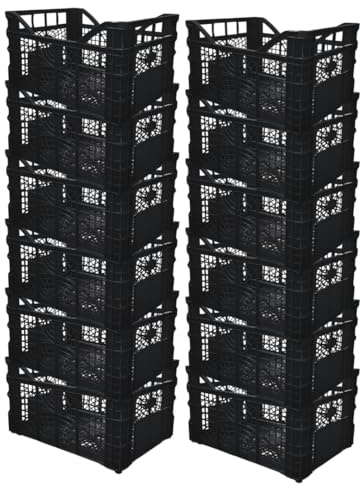 (12) Lagerkiste Gemüsekiste 30x40, Obstkiste Kartoffelkiste Transportkiste stapelbar, robust, Kunststoffkiste Kiste zur Lagerung, durchbrochen, lebensmittelecht, Industriequalität (x12)
