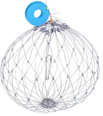 Geteawily Rete per granchi in filo d'acciaio, Rete da pesca in acciaio - Gabbia per la cattura del granchio,Rete ad apertura e chiusura automatica, rete multifunzionale in filo di acciaio morbido per