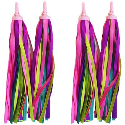 SMTCM 2 Paar Kinder Fahrrad Luftschlangen Lenkerfransen Streamer Bändchen mit 32 Stück Bunten Fahrradspeichen Farbige Lenker Quasten Banner Fahrradquaste Griffe Ribbon für Mädchen Jungen Scooter 30CM