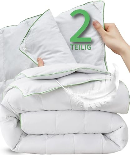 Welldora Komfort Bettdecke 200x200 zweiteilig | 100% weiche Federn & Daunen | Fachärztlich geprüft, Oeko-Tex, Allergiker | Zert. für Tierwohl | 2 Decken Vierjahreszeiten Daunendecke Sommer & Winter