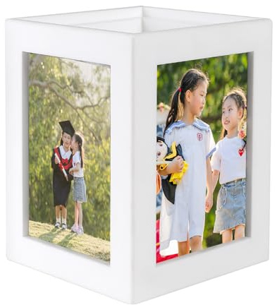 Suanti Picture Frame, 3.5x5 Photo Cube Storage for 4 Pictures, Multi-Purpose Photo Box Vase, Desk Centerpiece with Flower Holder