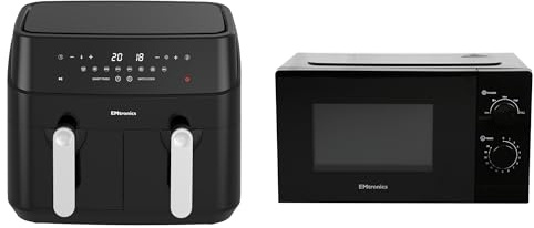 Emtronics Kitchen Set Dual Drawer 9L Air Fryer & 20L 700W Microwave - Black