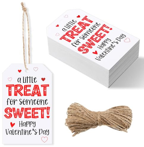 Fullhawl Geschenkanhänger zum Valentinstag, Herzform, Kraftpapier, mit Schnur für Hochzeit, Party, Geschenkverpackung, 80 Stück