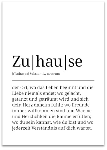 ARTFAVES® Poster Definition Zuhause | Worterklärung Duden Lexikon Wanddeko Wandbild Spruch als Geschenk | ohne Rahmen | 30 x 40 cm