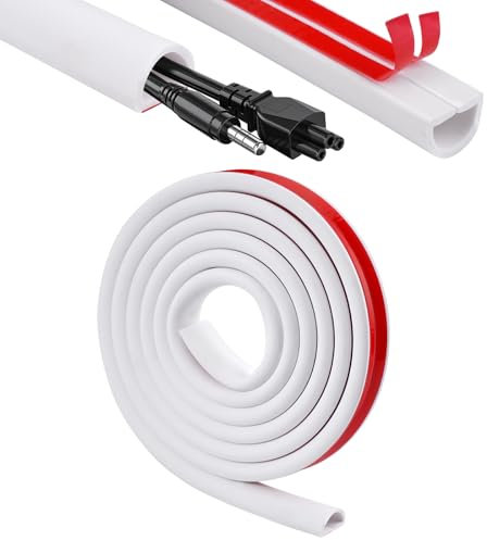 2 M Mini Goulottes de Câbles,Auto Adhésif Cache Cable Mural Demi Rond pour Cacher 1 Fil, Petite Goulotte Passe Cable Sol PVC Flexible Autocollante, Goulotte Autocollante pour Câbles,HDMI et USB