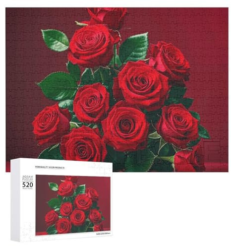 Großes Holzpuzzle Weihnachtspuzzle Puzzles Erwachsene Herausfordernde Puzzles Rot und Rosen Bedruckte Puzzles (520 Teile)