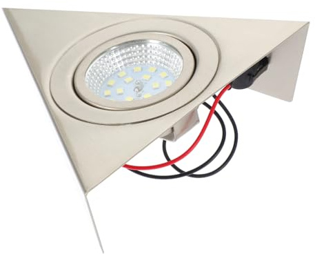 KITANDOVE LED Unterbauleuchte Aus Edelstahl Dreieckige Schrankbeleuchtung Tageslichtweiß Für Küchen Schränke Und TV Ständer Energiesparende Cupboard Lamp Für Stilvolle