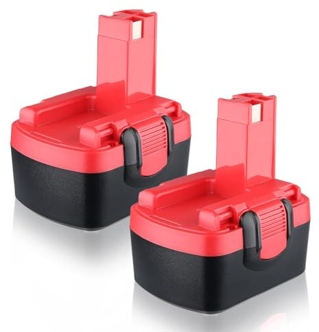 14.4V 4.8Ah BAT140 NiMH Battery Replacement for Bosch 14.4 Tool Batteries BAT038 BAT040 BAT041 BAT140 BAT159 2607335275 2607335276 2607335533 2607335534 2607335465 2607335678 2607335685 Red (2 Pack)