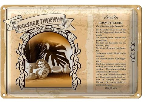 Kosmetikerin Blechschild | Dekoration | Geschenkidee | Retro-Stil | 18 cm x 12 cm