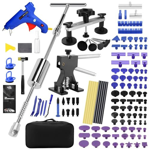 PDR TOOLS 134PCS Car Dent Puller Kit, Paintless Dent Repair Kit for 98% Auto Body Dent Removal,2 In 1 Slide Hammer,Black Lifter, Bridge Puller for Small & Big Dents,Hail Damage Car Dent Repair