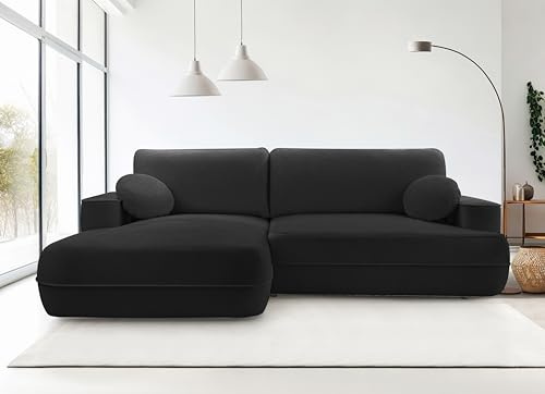 AXLIVING Ecksofa mit Schlaffunktion Peoni 267 cm Elegantes Schwarz L