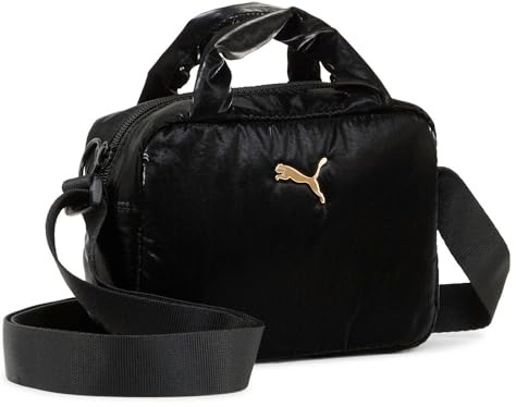 PUMA Damen UP Mini Grip Bag Handtasche PUMA Black-metallic gold log X