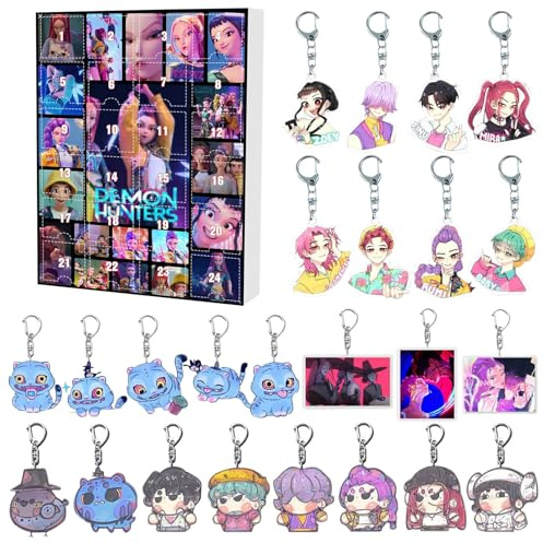 K pop Adventskalender 2025, weihnachtskalender 2025 mit 24 Karikatur Schlüsselanhänger zum Sammeln & Dekoration, Adventskalender Kinder Halloween Weihnachts Advents Kalend, Geschenke für K-Pop Fans
