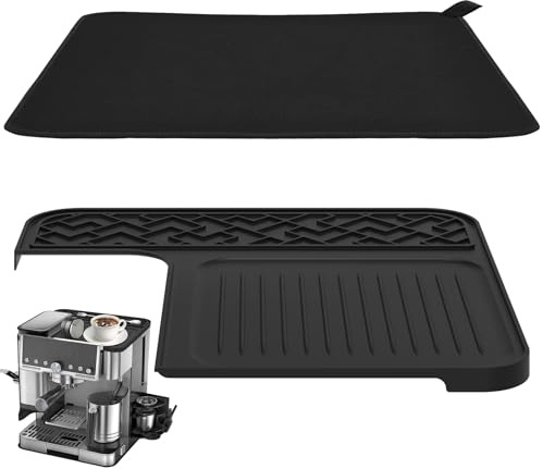 2Pcs Sliding Mat and Top Mat Combo Set Compatible with Luxe Café ES601ES701 Espresso Machine NO Slip Rubber Base and Silicone Cover Full Machine Protection from Scratch Heat Spill