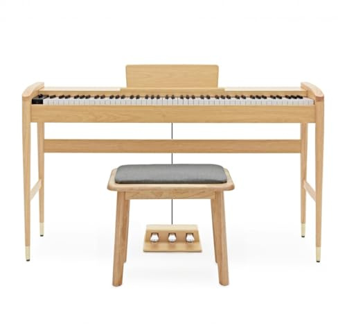 Keynote Modernes Digitalpiano mit Bluetooth, Eiche hell, Bundle mit Klavierbank