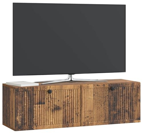 vidaXL Wandmontierter TV-Schrank Altholz 98 x 31 x 30 cm Holzwerkstoff, Moderner Wohnraum, rechteckiger TV-Schrank, viel Stauraum, Wandmontage, kompakter Organizer fürs Zuhause