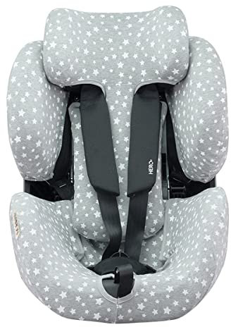JYOKO KIDS Baumwollbezug kompatibel mit Maxi Cosi Recaro Zero, I-Size (Autositzbezug, White Star)