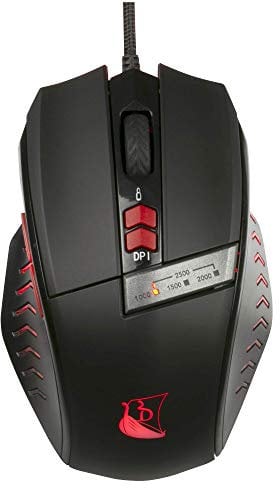 Konix Drakkar Souris Gaming Filaire Runemaster Evo pour PC - Rétroéclairage LED - Connexion USB - Câble 1,8 m - Noir et Rouge