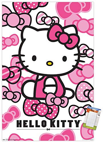 Trends International Hello Kitty – Schleifen-Wandposter, 37,4 x 56,8 cm, Premium-Poster und Passepartout