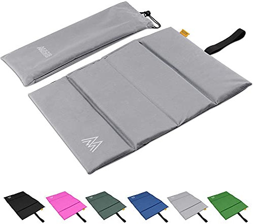 Mister Mountain XL Outdoor Iso-Sitz-Kissen mit Tasche - Sitz-Matte mit Schutz vor Kälte, Nässe, Schmutz, Hitze - Faltbar & Waschbar - Thermokissen Grau