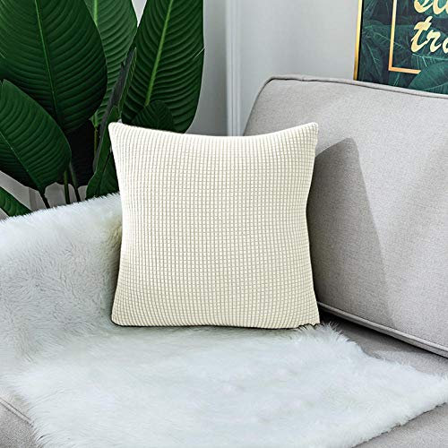 Chenso Weihnachtsdekoration Kissenbezug 2 Stück Set Baumwolle Kissenbezug quadratische Kissenbezug Taille Kissen Wohnzimmer Kissen Kissen Kissen Sofa-Jade Weiß_40 * 40 cm