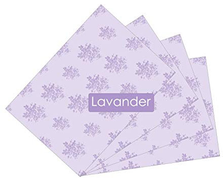 ZYBUX Duftende Schubladeneinlagen – Duft für Schubladen, Regalauskleidung, Kleiderschränke, Kommoden und Schrank | Schubladenauskleidung – 4 Blatt – 43 cm x 58 cm (Lavendel)