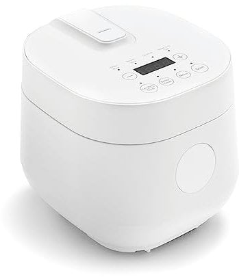 GreenLife 4-Cup Digital Rice Cooker, PFAS & PFOA-Free Removable Ceramic Dishwasher Safe Pot, Healthy Cooking Oats Grains & More, Auto Presets, Touch-screen, Delay & Keep Warm, Paddle Included, White