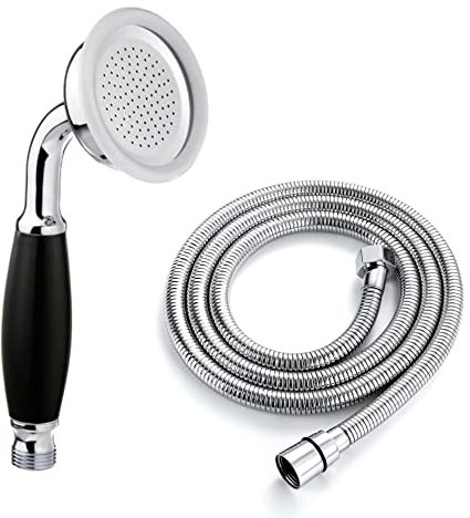 ENKI EH024 Traditional Victorian Black Chrome Brass Hand Shower Head Hose Solid