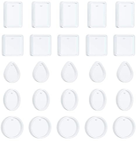 JSMTKJ 20Pcs Schmuckgussformen 5 Stile Anhänger aus Kunstharz Silikon-Perlenform Harzformen mit Loch zum Aufhängen für Schlüsselanhänger Anhänger DIY Kunstharz Basteln