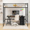 Multigot Loft Bunk Bed, 2 Ladders Metal High Sleeper with Safety Guardrail, Home Dormitory Apartment Single Bed Frame for Kids Teens Adults (Black)